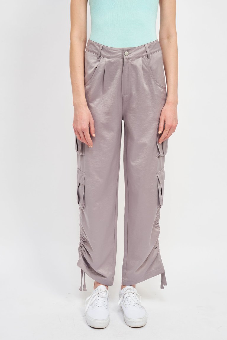 Selah Pocket Detail Cargo Pants - Light Grey