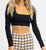 Self Piping Knit Long Sleeve Crop Top