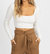 Self Piping Knit Long Sleeve Crop - Ivory