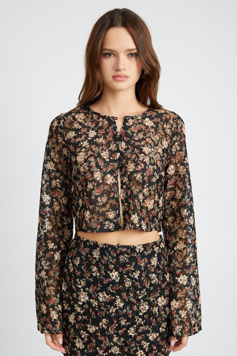 Serena Top - Black Floral