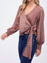 Side Wrap Tie Satin Top