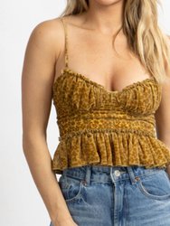 Velour Floral Bustier Top