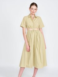 Zoie Button Up Midi Dress - Light Khaki