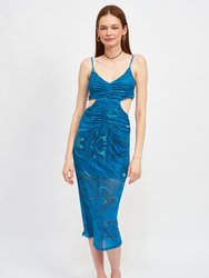 Zuri Mesh Maxi Dress - Blue Swirl