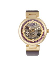 Empress Adelaide Automatic Skeleton Leather-Band Watch - Purple