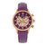 Empress Beatrice Automatic Skeleton Dial Leather-Band Watch w/Day/Date - Rose Gold/Purple