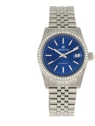 Empress Constance Automatic Bracelet Watch w/Date - Silver/Blue