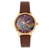 Empress Diana Automatic Engraved MOP Leather-Band Watch - Brown
