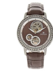 Empress Tatiana Automatic Semi-Skeleton Leather-Band Watch - Brown
