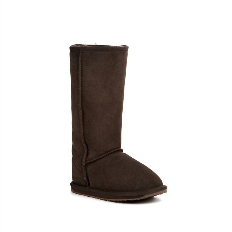 Girls Wallaby Hi Merino Wool Boots In Chocolate Brown