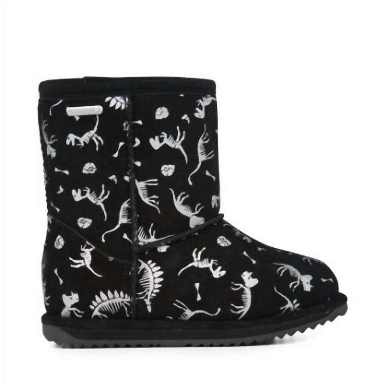 Kid's Reflective Dino Brumby Wool Boot In Black