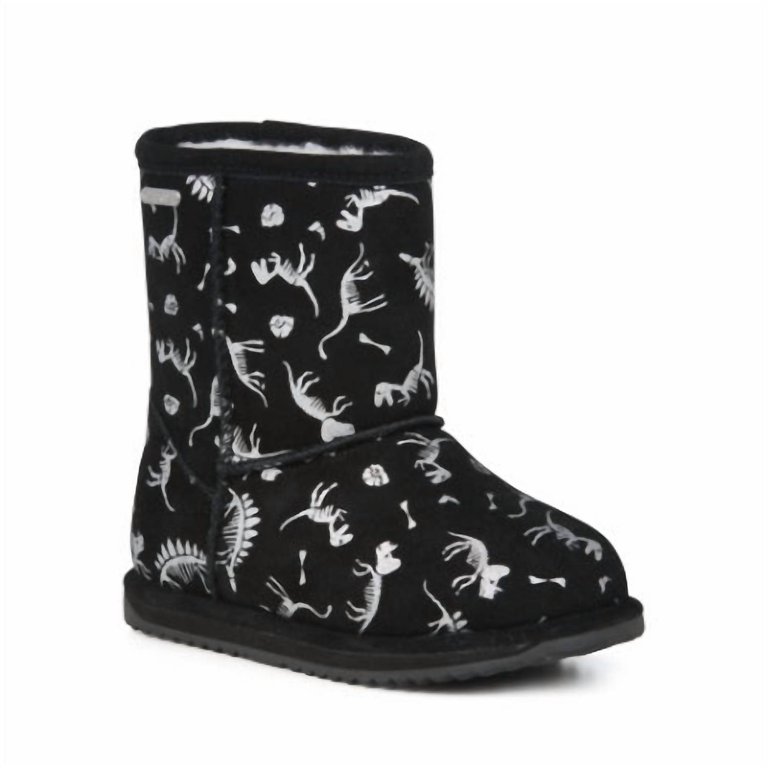 Kid's Reflective Dino Brumby Wool Boot In Black - Black