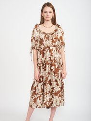 Angelia Midi Dress - Brown