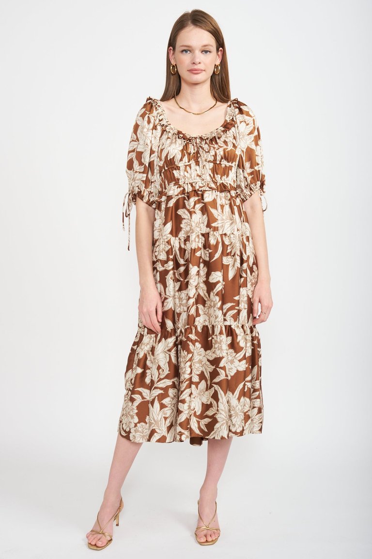 Angelia Midi Dress - Brown