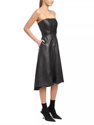 Dawn Faux Leather Strapless Fit & Flare Dress In Black