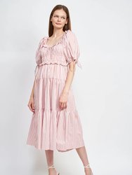 Destiny Tiered Midi Dress - Pink