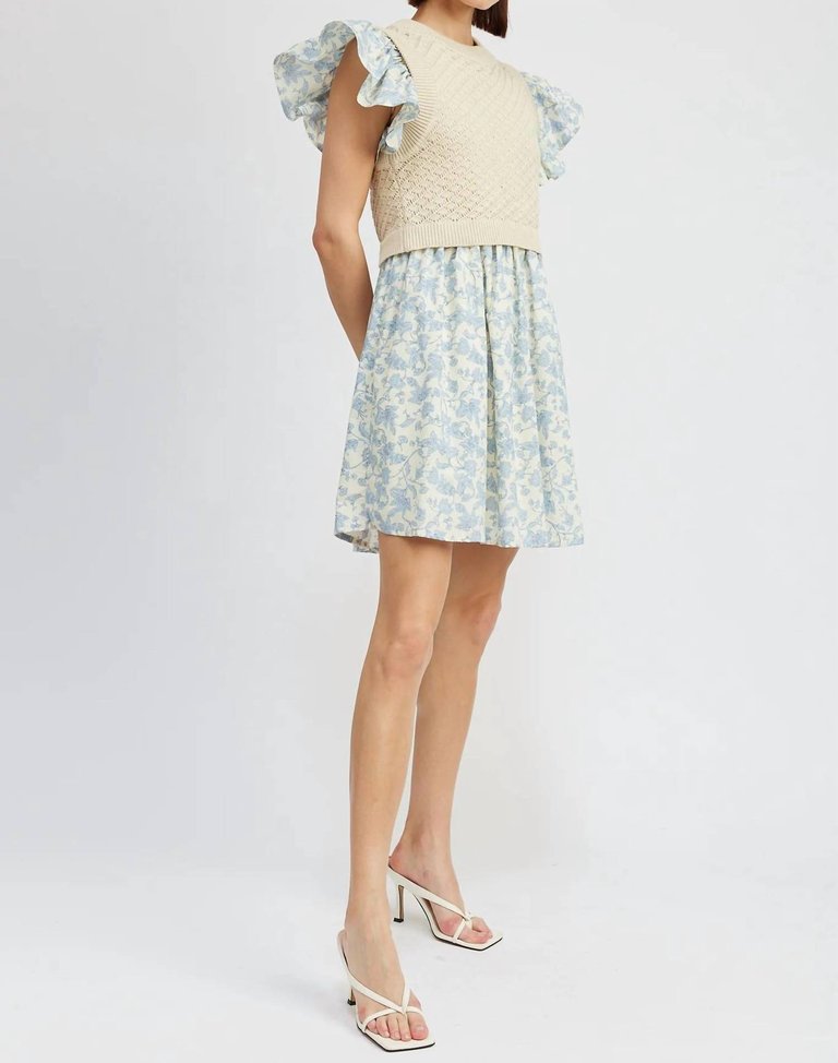 Egret Dress In Natural Light Blue