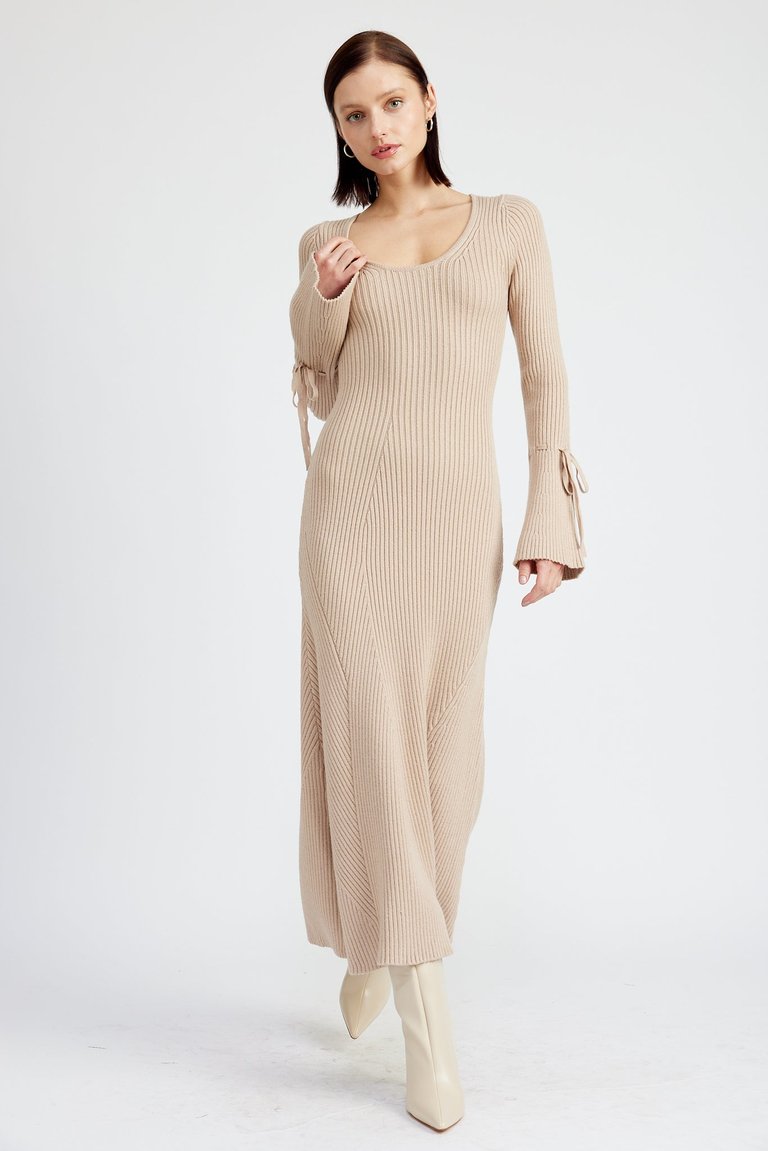 Elaine Sweater Midi Dress - Taupe