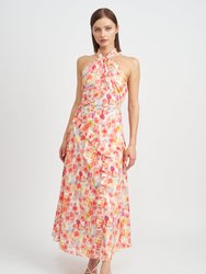 Giada Midi Dress - Coral Multi