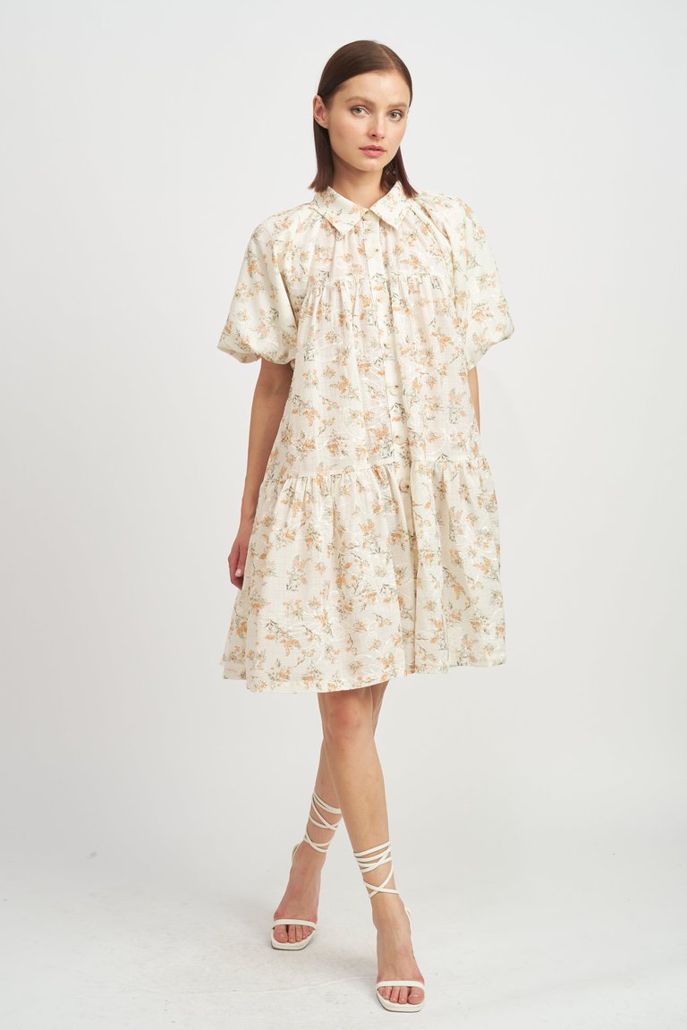 Hayley Shirt Dress - Peach Print