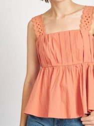 Lace Trimmed Top - Terracotta