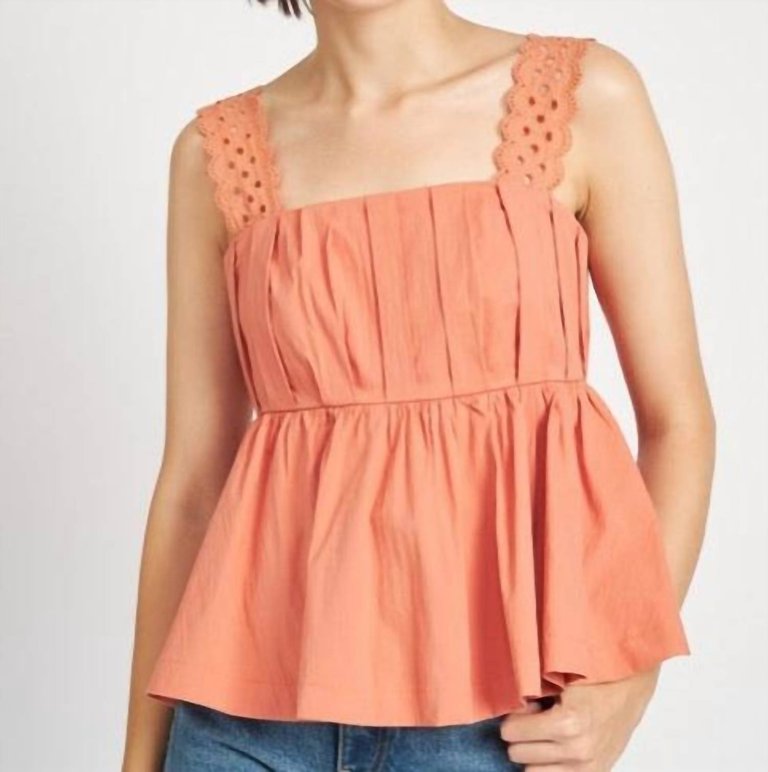 Lace Trimmed Top - Terracotta