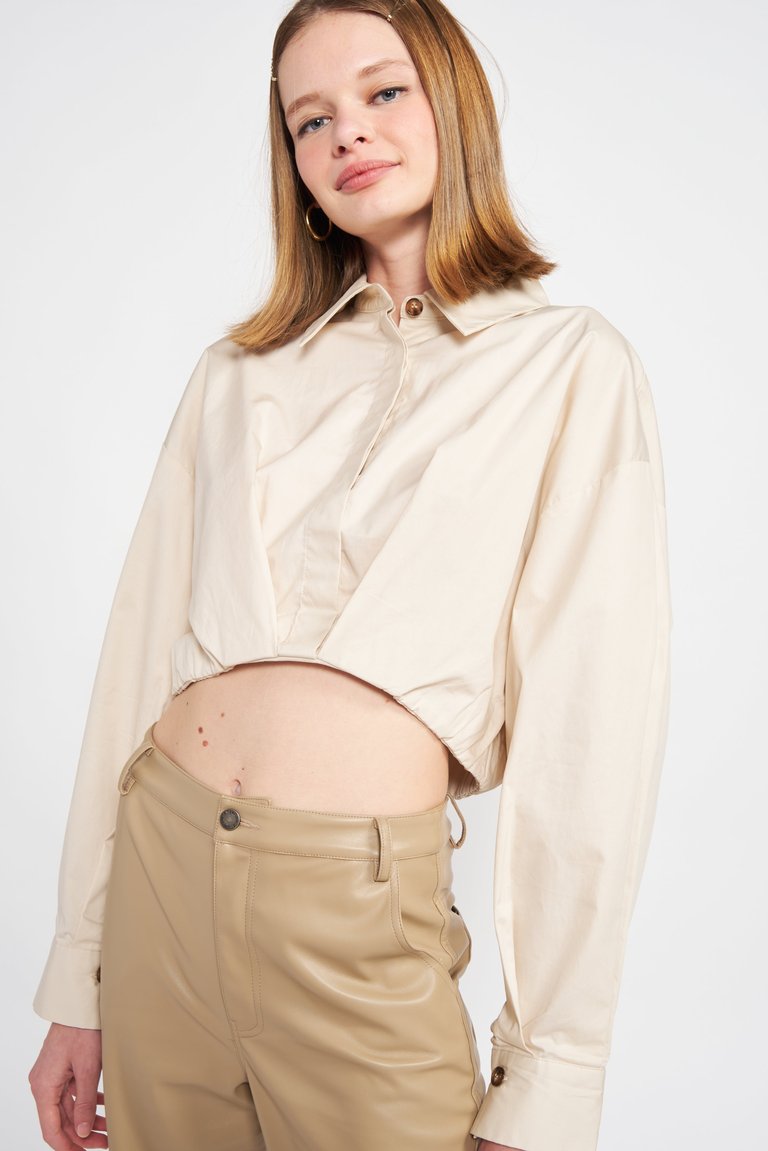 Lessie Cropped Button Down Top