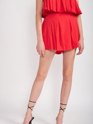 Maddie Pleated Shorts - Red