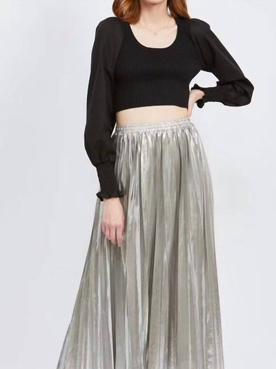En Saison Pleated Midi Skirt In Silver product