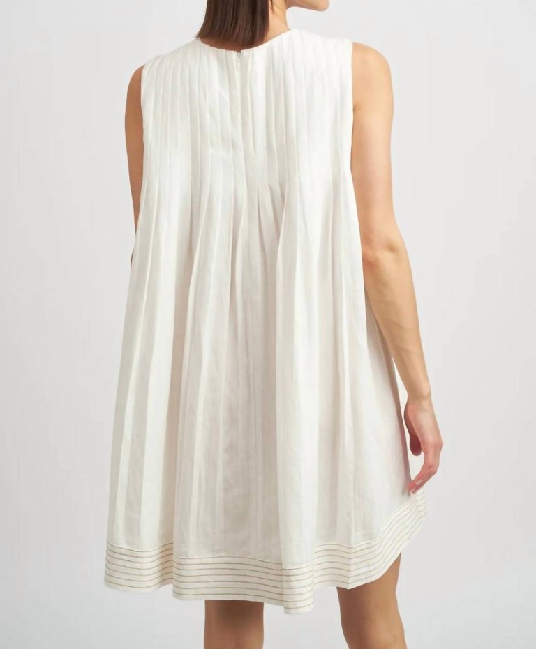 Pleated Mini Dress In White