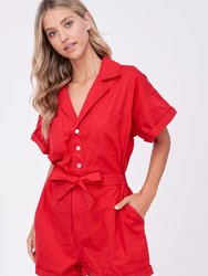 Remy Utility Romper - Red