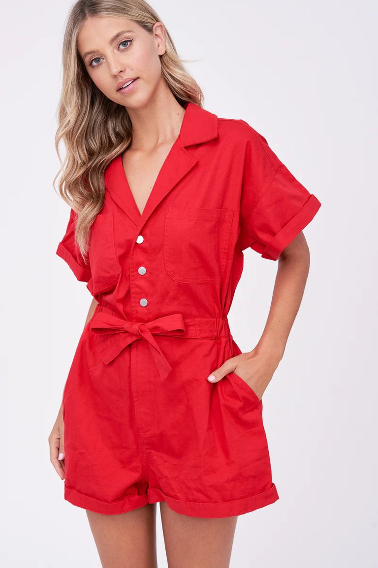 Remy Utility Romper - Red
