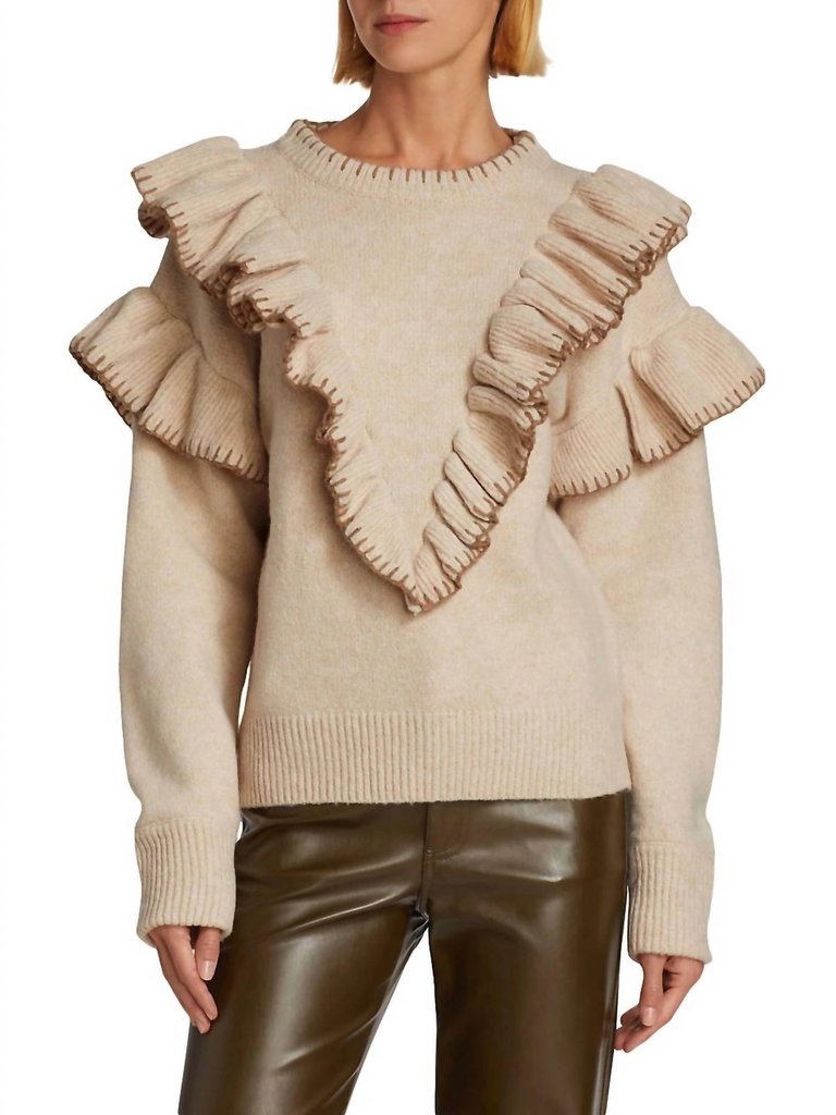 Rene Uffled Sweater Pullover In Beige - Beige