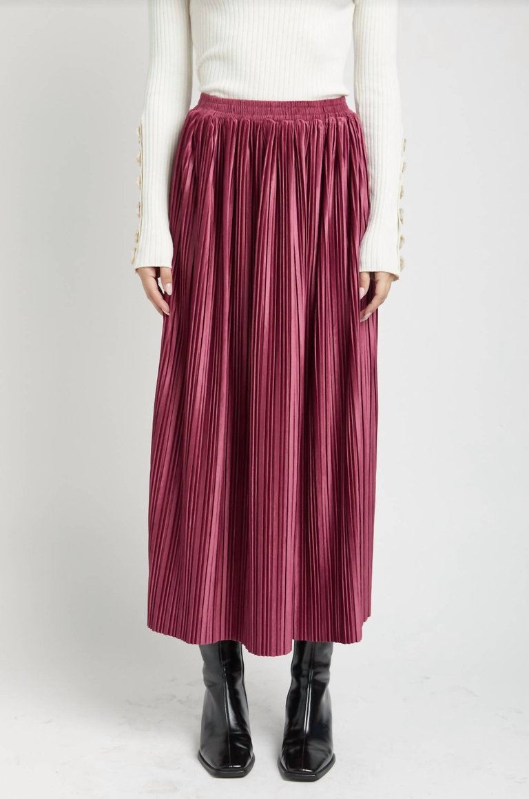 Rozlyn Pleated Midi Skirt In Mulberry