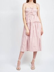 Striped Sleeveless Dress - Pink