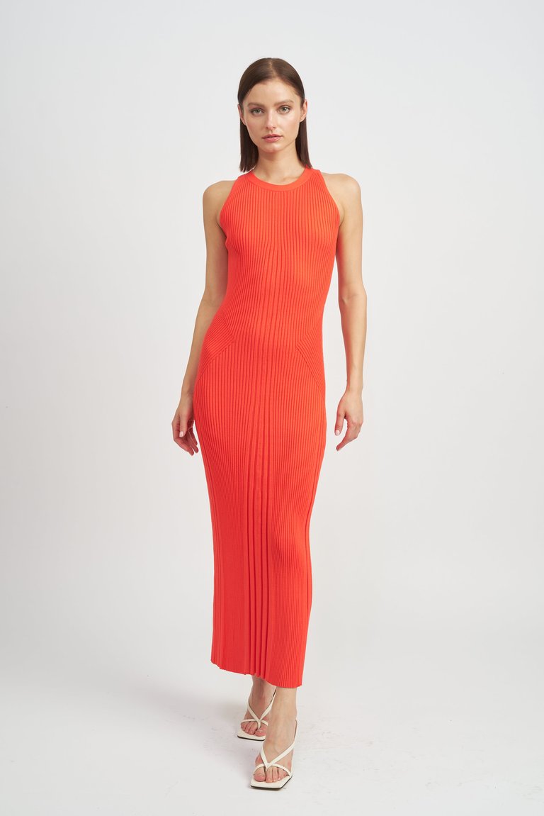 Tera Knit Midi Dress - Tomato