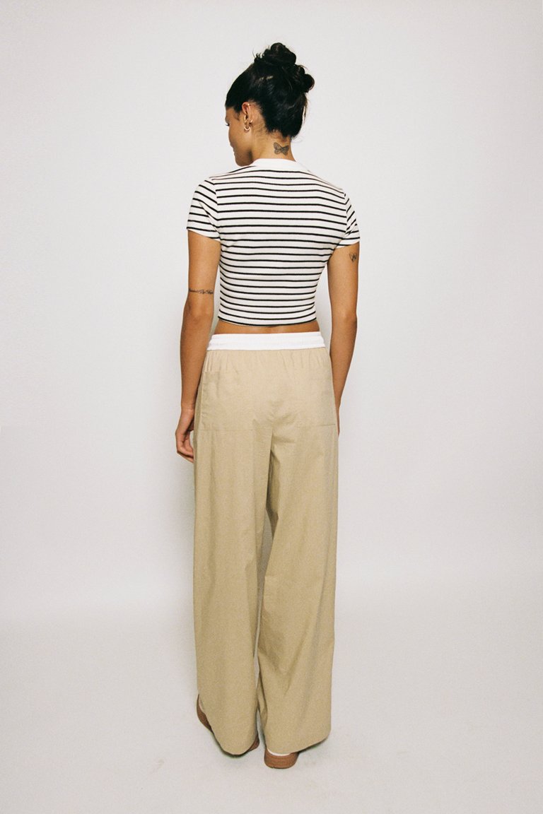 Alex Two-Tone Wide-Leg Pleated Pant