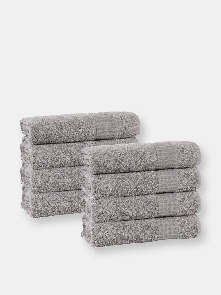 Ela Turkish Cotton 8 pcs Hand Towels - Silver