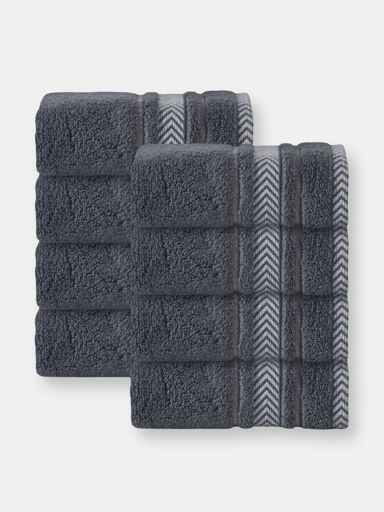 Enchasoft Turkish Cotton 8 pcs Wash Towels - Anthracite