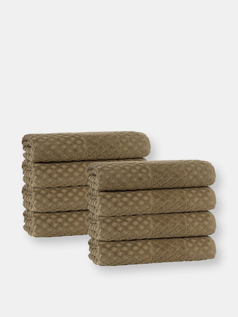 Glossy Turkish Cotton 8 pcs Wash Towels - Olive