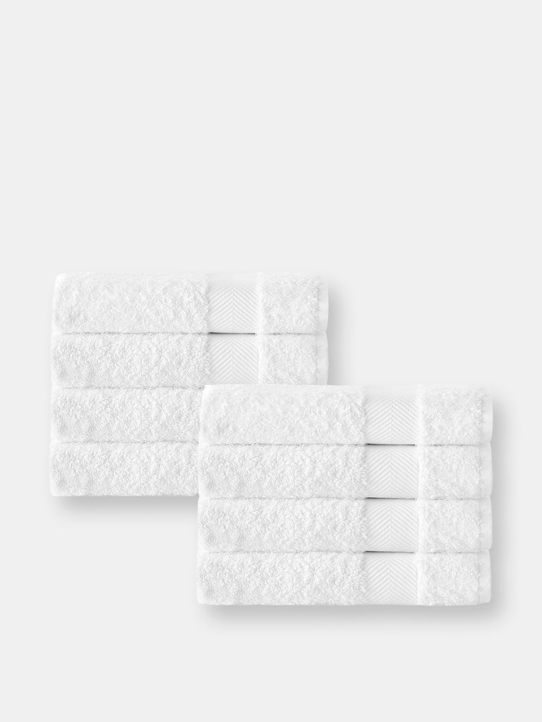 Kansas Turkish Cotton 8 pcs Hand Towels - White