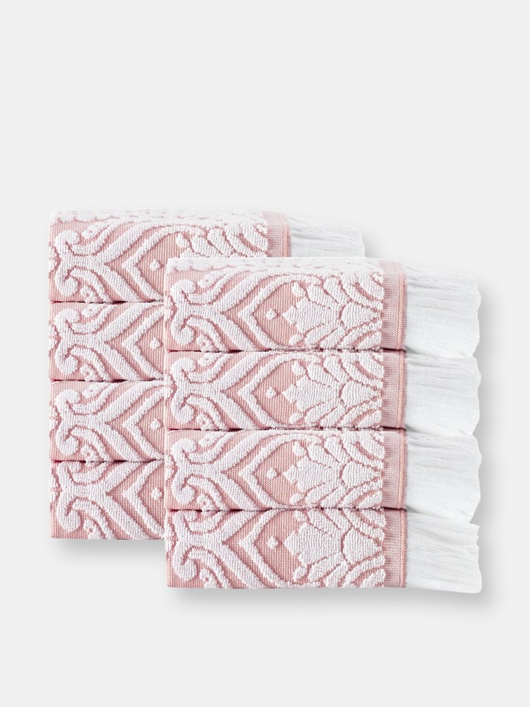 Laina Turkish Cotton 8 pcs Wash Towels - Pink