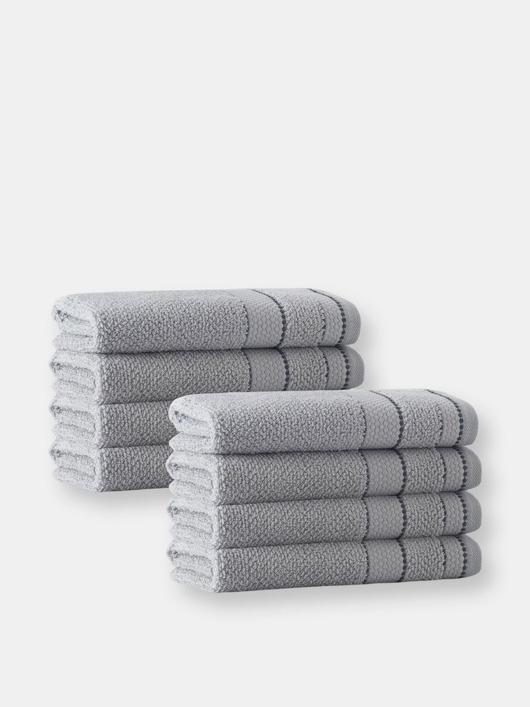Monroe Turkish Cotton 8 pcs Hand Towels - Silver