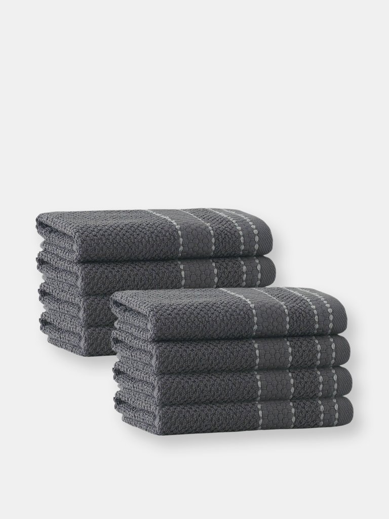 Monroe Turkish Cotton 8 pcs Wash Towels - Anthracite