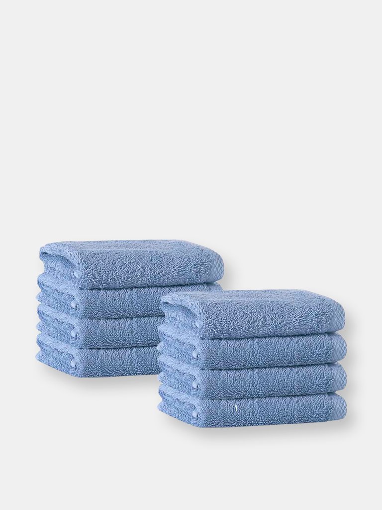 Signature Turkish Cotton 8 pcs Wash Towels - Aqua