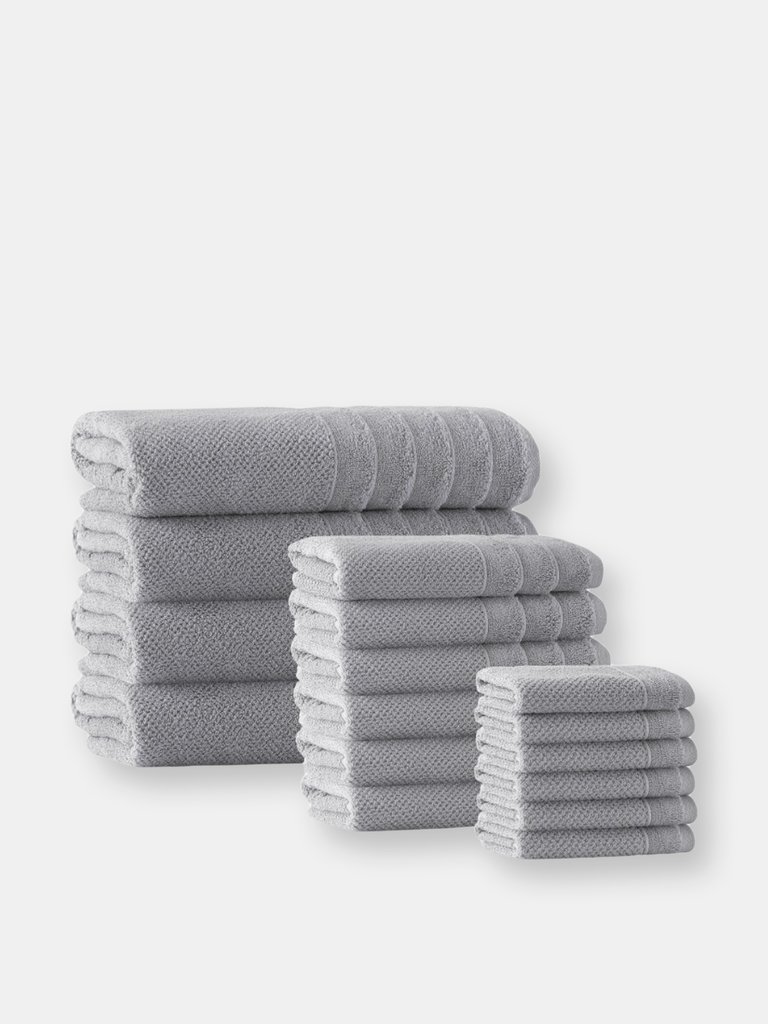 Veta Turkish Cotton 16 pcs Towel Set - Silver
