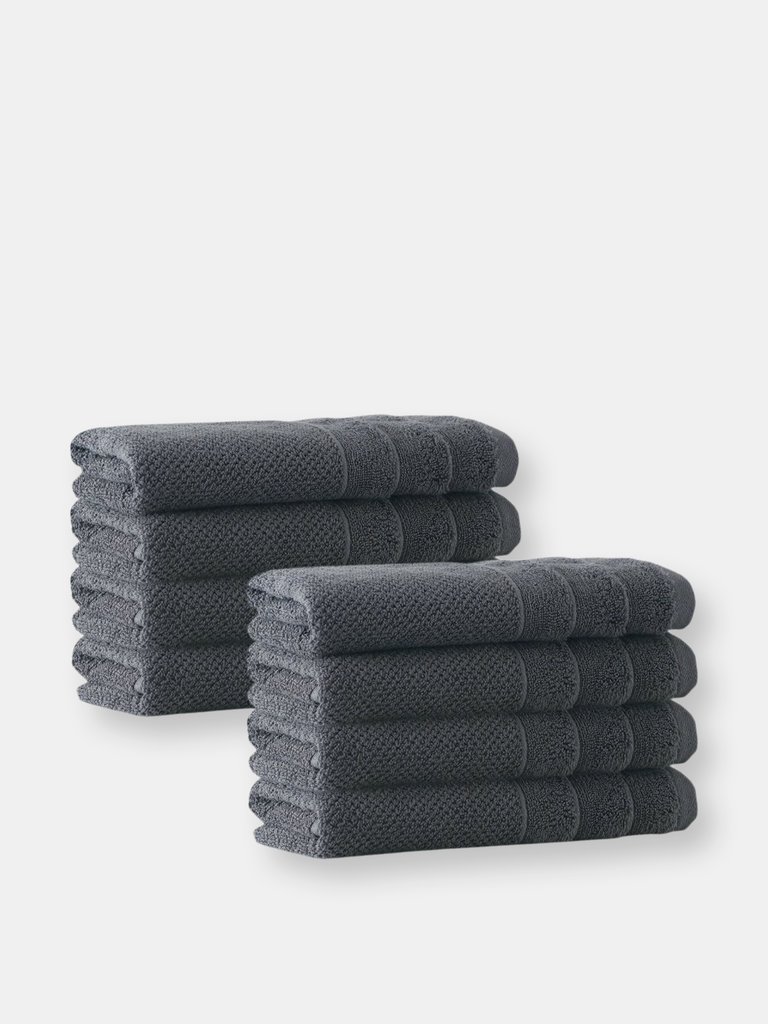 Veta Turkish Cotton 8 pcs Hand Towels - Anthracite