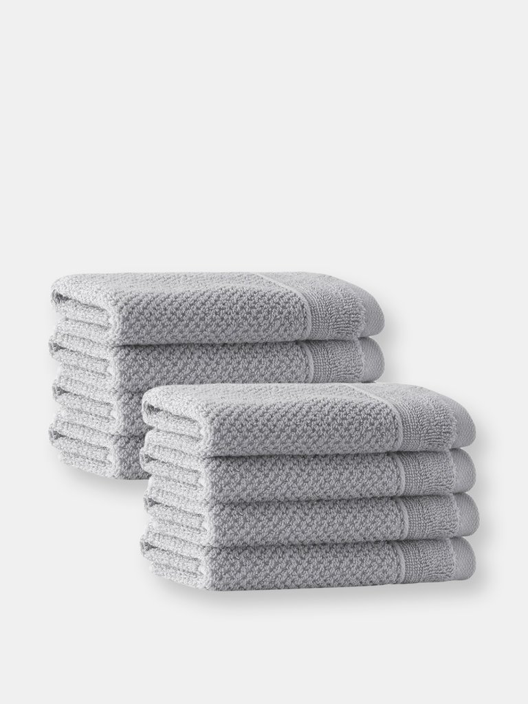 Veta Turkish Cotton 8 pcs Wash Towels - Silver