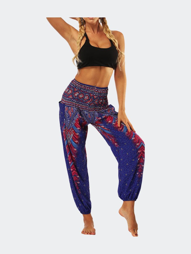 High Waist Yoga Balloon Loose Pants - Dark Blue