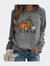 Pumpkin Print Crew Neck Sweatshirt - Grey